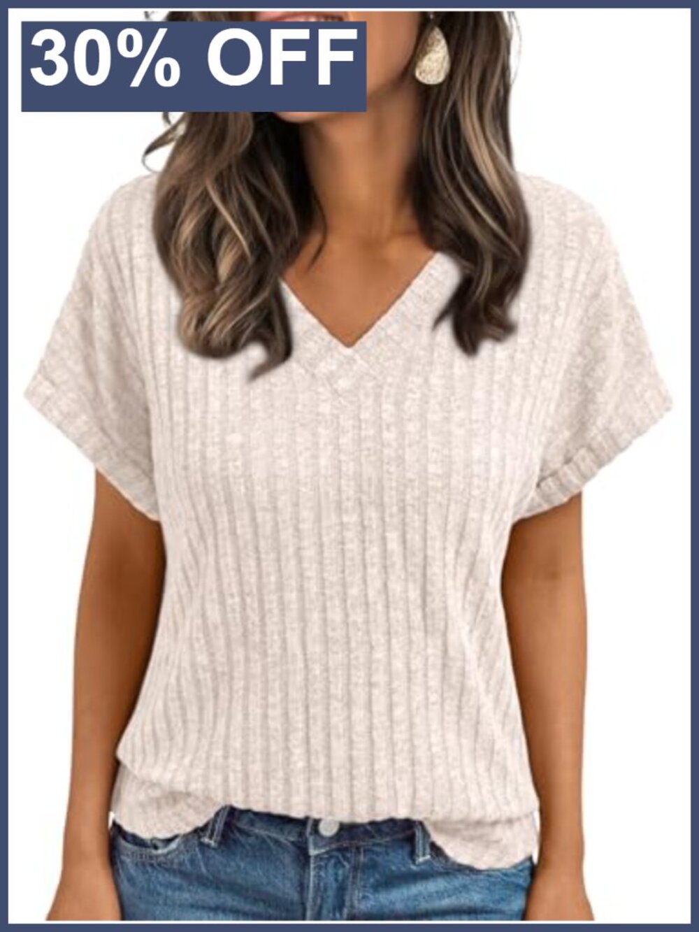 Womens Short Sleeve V-Neck Tunic Top Cute Summer Blouse